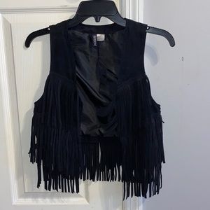 Black fringe vest